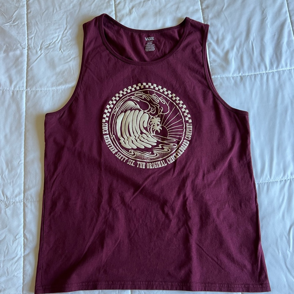 Vans Maroon Graphic Tank Top XL